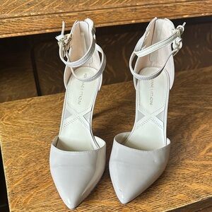 Adrienne Vittadini Light Cream Pointed-Toe Ankle-Strap Pumps